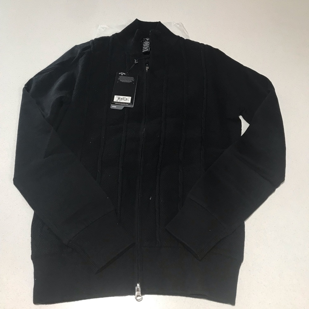 Callaway Golf Solid Full Zip Black Premium Cardigan Sweater Women’s Size…